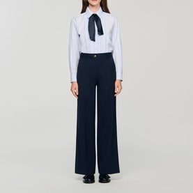 Pinstripe Straight Leg Trousers