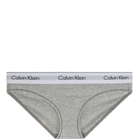 Calvin Klein Icon Logo Briefs in grey with elasticated white logo waistband, brief cut and smooth finish