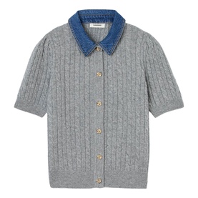 Denim Cable Knit Cardigan