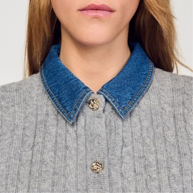 Denim Cable Knit Cardigan