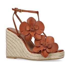 Orchid Appliqu&eacute; Leather Wedges