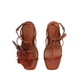 Orchid Appliqu&eacute; Leather Wedges