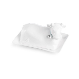 Whiteware Cow Ceramic Butterdish