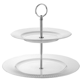 Whiteware Ceramic 2 Plate Cake Stand