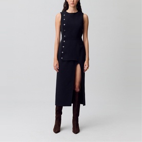 Press Stud Slit Flared Dress