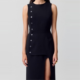 Press Stud Slit Flared Dress