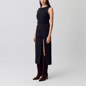 Press Stud Slit Flared Dress