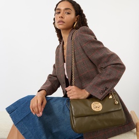 Heritage Logo Plaque Leather Shoulder Bag