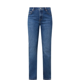Stretch Mid-Rise Straight Leg Jeans