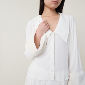 Frenchie Shearling Cuff Silk Pyjama Set