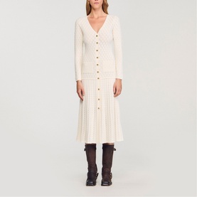 Openwork Flared Knitted Dress