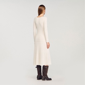 Openwork Flared Knitted Dress