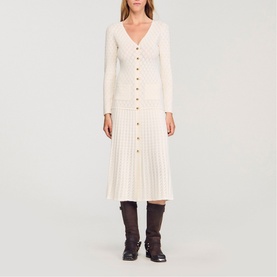 Openwork Flared Knitted Dress