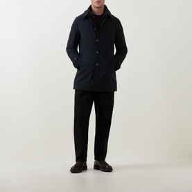 Layered Button-Down Raincoat