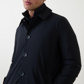 Layered Button-Down Raincoat