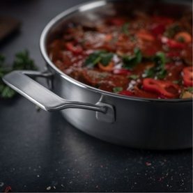 Culinary Fiveply Saute Pan With Lid With Long And Helper Handles Uncoated 28cm