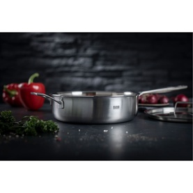 Culinary Fiveply Saute Pan With Lid With Long And Helper Handles Uncoated 28cm