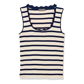 Striped Scallop Trim Vest