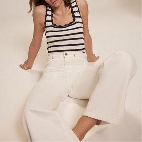Striped Scallop Trim Vest
