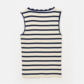 Striped Scallop Trim Vest