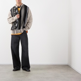 Striped Panelled Zip-Through Sweatshirt
