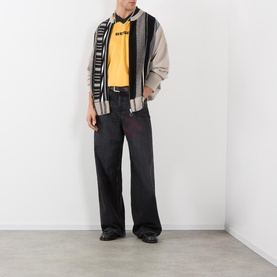 Striped Panelled Zip-Through Sweatshirt