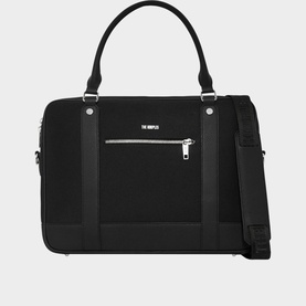 Black canvas and grained leather briefcase