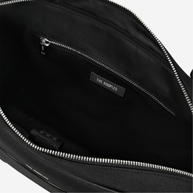 Black canvas and grained leather briefcase