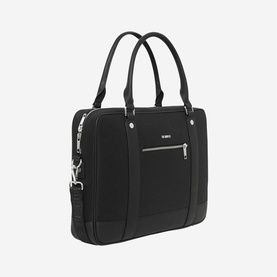 Black canvas and grained leather briefcase