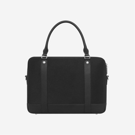 Black canvas and grained leather briefcase