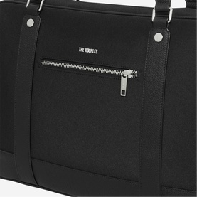Black canvas and grained leather briefcase