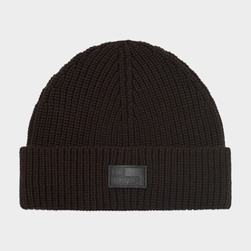 Logo Ribbed Knit Beanie Hat