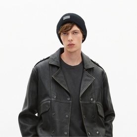 Logo Ribbed Knit Beanie Hat