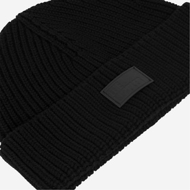Logo Ribbed Knit Beanie Hat