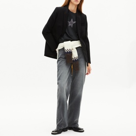 Satin Trim Single-Breasted Blazer
