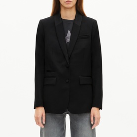 Satin Trim Single-Breasted Blazer