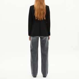 Satin Trim Single-Breasted Blazer