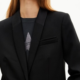 Satin Trim Single-Breasted Blazer
