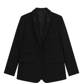 Satin Trim Single-Breasted Blazer