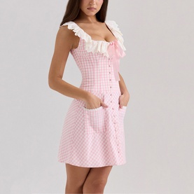 Astra Gingham Ruffle Mini Dress