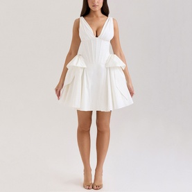 Amalia Bow Flared Mini Dress