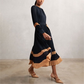 Tori Colour-Block Pleated Dress