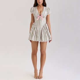 Emiliana Bow Printed Mini Dress