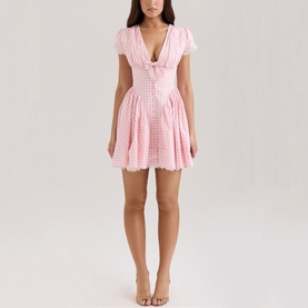 Emiliana Bow Gingham Mini Dress