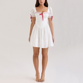Jana Anglaise Puff Sleeve Mini Dress