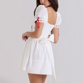 Jana Anglaise Puff Sleeve Mini Dress