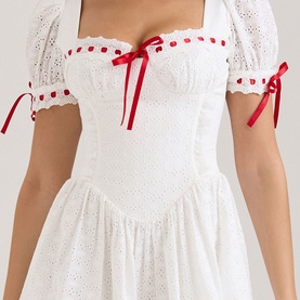 Jana Anglaise Puff Sleeve Mini Dress