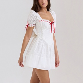 Jana Anglaise Puff Sleeve Mini Dress