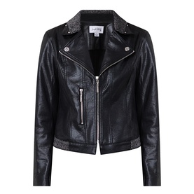 Fitted Faux Leather Jacket