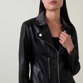 Fitted Faux Leather Jacket